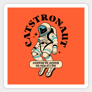 Astronaut Black Cat in orange Magnet